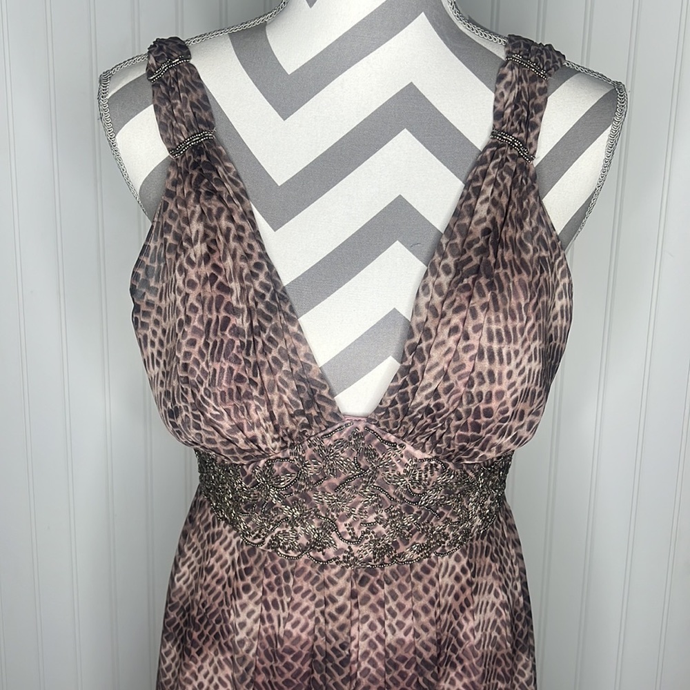Donna Ricco Silk Beaded Maxi Halter Dress Size 6 - Picture 2 of 16